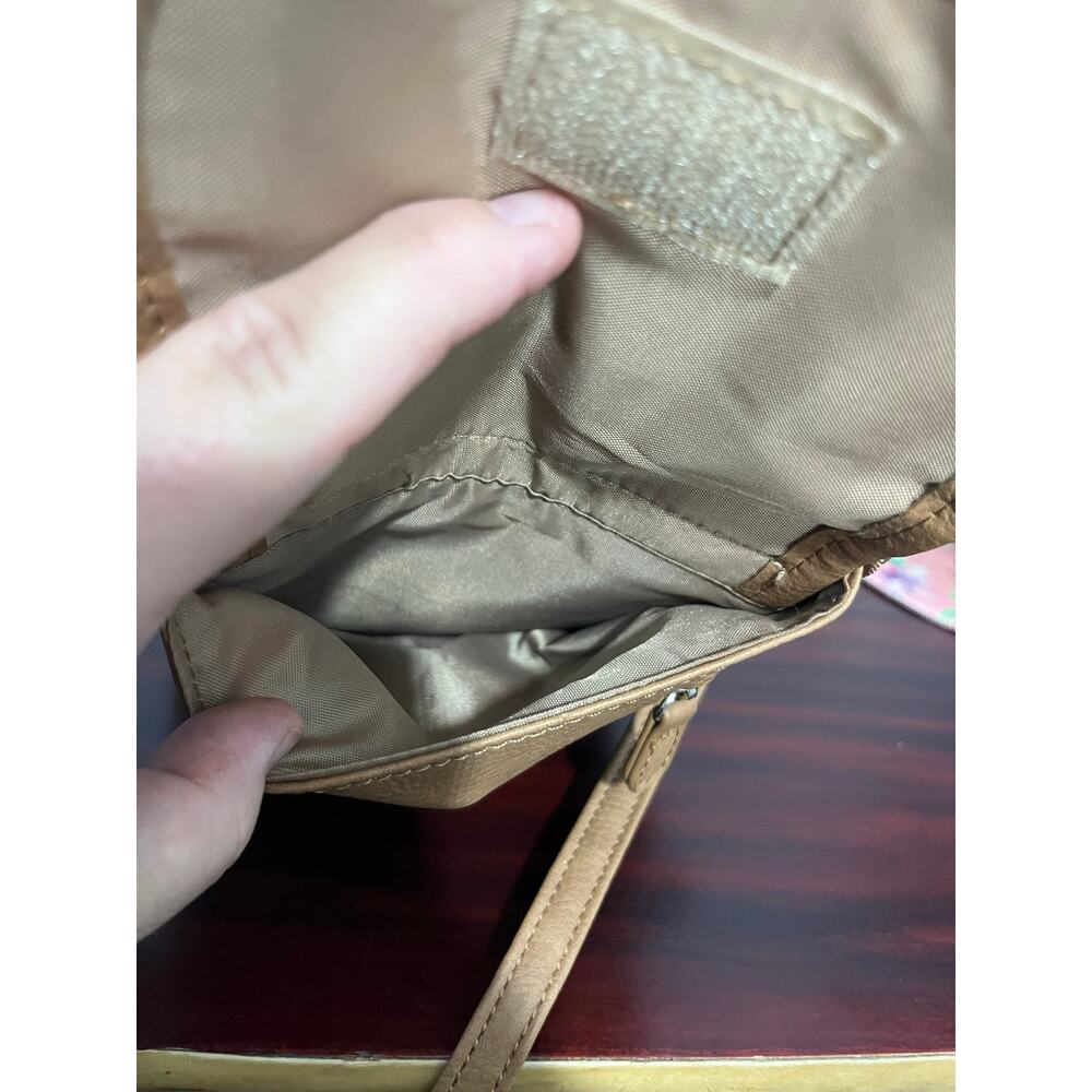 Multisac Crossbody Mini Purse Tan Faux Leather Travel Commuter Minimalist - Picture 10 of 10